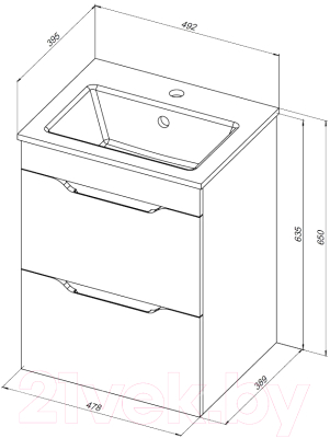 Тумба под умывальник Aquanet Практика 50 / 330455