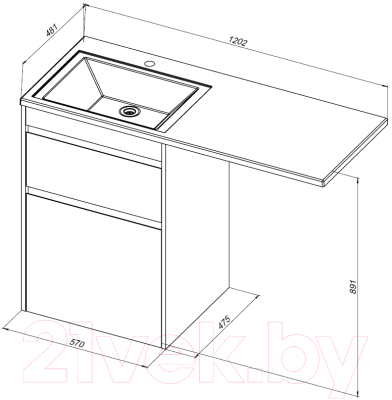 Тумба под умывальник Aquanet Токио 58 / 333648