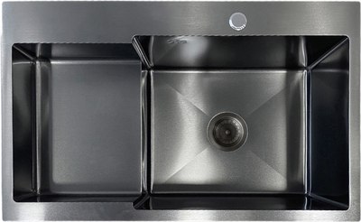 Мойка кухонная AKS Прямоугольная 78x48 правая (графит) - фото