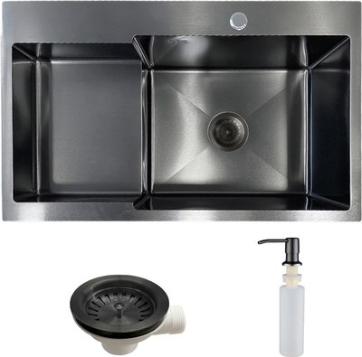 Мойка кухонная AKS Прямоугольная 78x48 правая (графит)