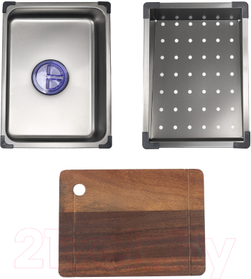 Мойка кухонная со смесителем AKS Прямоугольная 75x45 (графит)