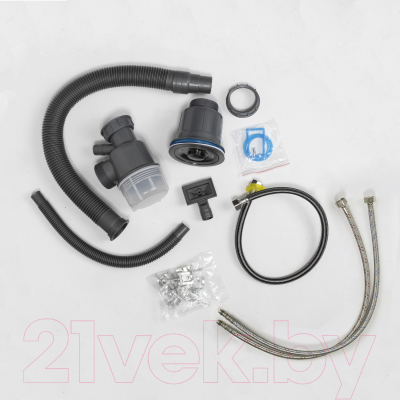 Мойка кухонная со смесителем AKS Прямоугольная 75x45 (графит)