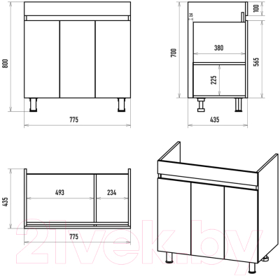 Тумба под умывальник Misty Енисей 80 / Э-Ени01080-012