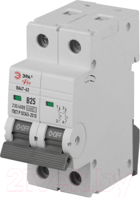 Выключатель автоматический ЭРА Pro VA63-2P25B4.5 ВА47-63 2P 25А / Б0059381 - фото
