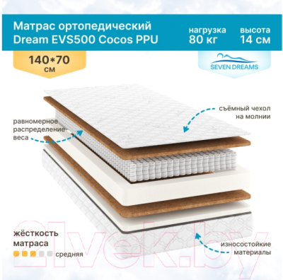 Матрас в кроватку Seven Dreams Dream EVS500 Cocos PPU 415120