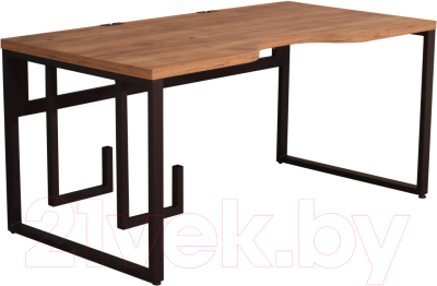 Компьютерный стол Millwood Каир 2 с вырезом 160x80x74.2 (дуб табачный Craft/металл черный) - фото