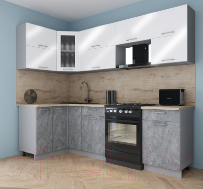 Кухонный гарнитур Интерлиния Мила Gloss 60-12x25