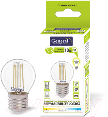 Лампа General Lighting GLDEN-G45S-10-230-E27-4500 / 649910