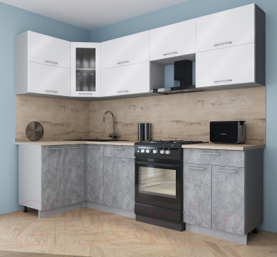 Кухонный гарнитур Интерлиния Мила Gloss 60-12x26