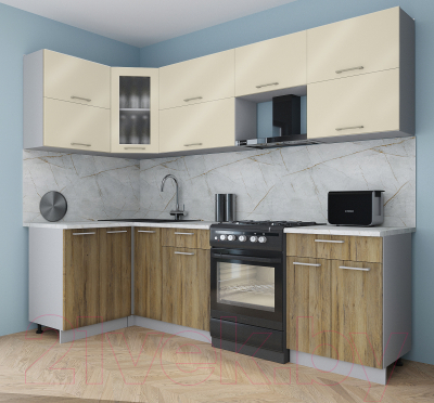 Кухонный гарнитур Интерлиния Мила Gloss 60-12x26