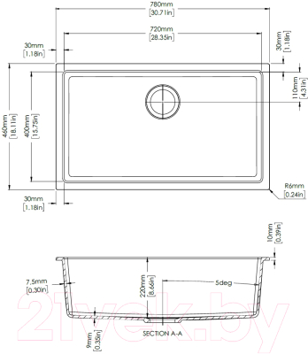Мойка кухонная Longran Enigma ENG780.460 (оникс)