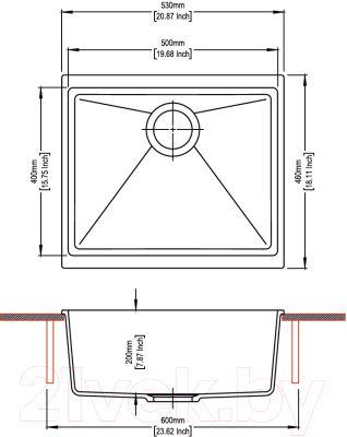 Мойка кухонная Longran Geos GES530.460 (оникс)