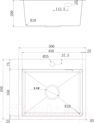 Мойка кухонная Ukinox PRB500.450-GT10C 0CW