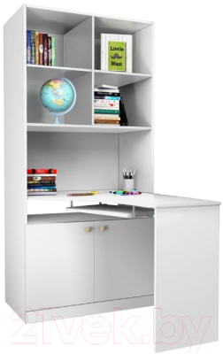 Стол-стеллаж Polini Kids Fun 1230 со столом (белый) - фото