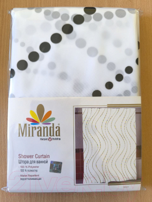 Шторка-занавеска для ванны Miranda Wavy Black