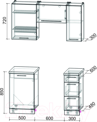 Кухонный гарнитур Интерлиния Мила Пластик 1.4 А