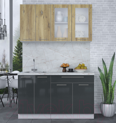 Кухонный гарнитур Интерлиния Мила Пластик 1.4 Б