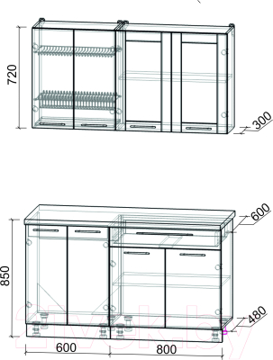 Кухонный гарнитур Интерлиния Мила Пластик 1.4 Б