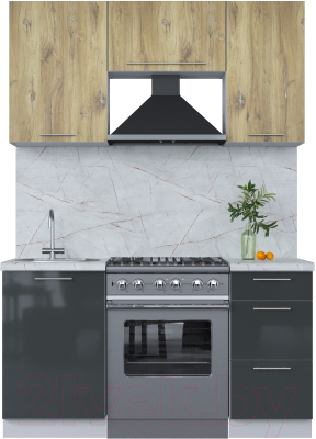 Кухонный гарнитур Интерлиния Мила Пластик 1.5 А - фото