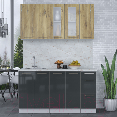 Кухонный гарнитур Интерлиния Мила Пластик 1.5 Б