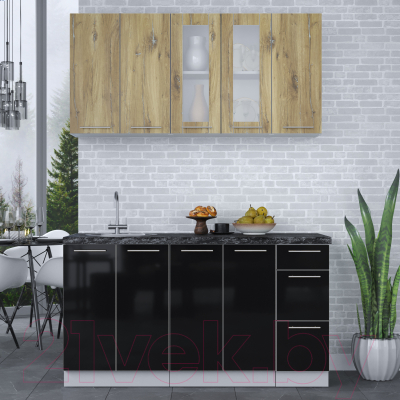 Кухонный гарнитур Интерлиния Мила Пластик 1.5 Б