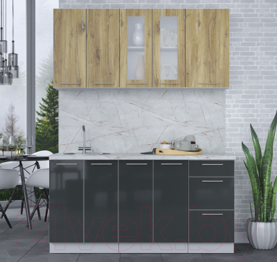 Кухонный гарнитур Интерлиния Мила Пластик 1.6 Б