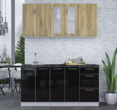 Кухонный гарнитур Интерлиния Мила Пластик 1.6 Б