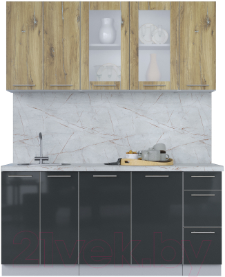 Кухонный гарнитур Интерлиния Мила Пластик 1.7 Б - фото