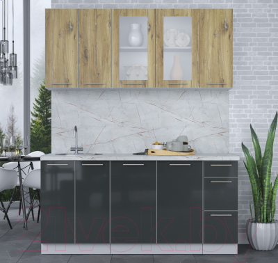 Кухонный гарнитур Интерлиния Мила Пластик 1.7 Б