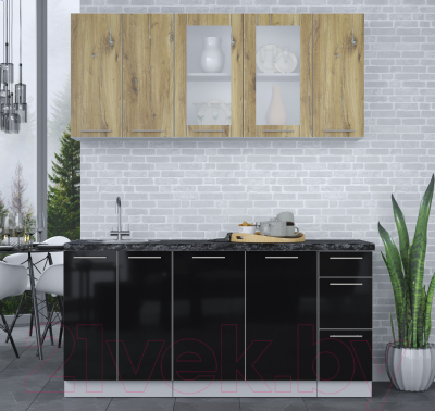 Кухонный гарнитур Интерлиния Мила Пластик 1.7 Б