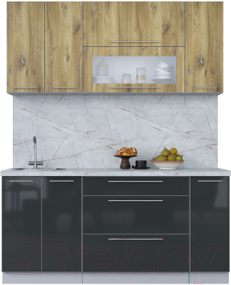 Кухонный гарнитур Интерлиния Мила Пластик 1.7 В - фото