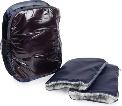 Санки-коляска GalaXy Glory Gloss (сатин темно-синий/светоотражающая ткань)