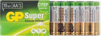 Комплект батареек GP Batteries Super Alkaline 15A LR6 AA / GP 15A-B10 - фото