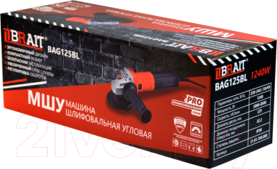 Угловая шлифовальная машина Brait BAG125BL PRO