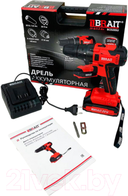Аккумуляторная дрель-шуруповерт Brait BCD20SU