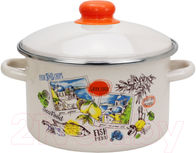 Кастрюля Эмаль Греческая кухня 33-Б1612/4М - фото
