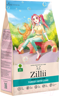 Сухой корм для кошек Zillii Skin & Coat Care индейка с ягненком / 5658191 - фото