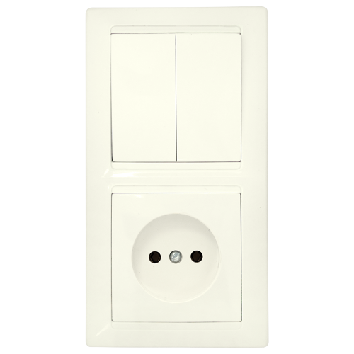 Блок выключатель+розетка Bylectrica 2В-РЦ-687 / 687беж - фото