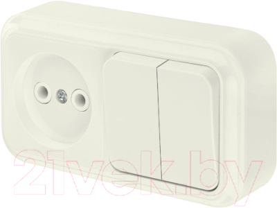 Блок выключатель+розетка Bylectrica 2В-РЦ-523 / 523беж - фото