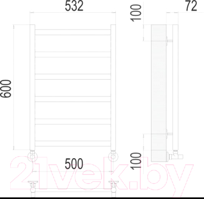 Полотенцесушитель водяной Terminus Аврора П6 500x600