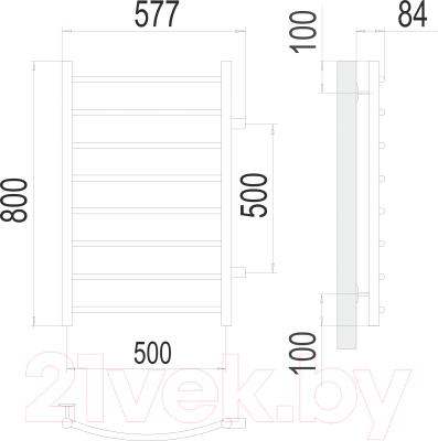 Полотенцесушитель водяной Terminus Классик П8 500x800