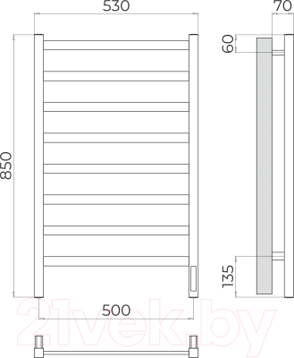 Полотенцесушитель электрический Terminus Ното П8 500x850