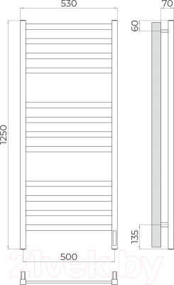 Полотенцесушитель электрический Terminus Ното П12 500x1250