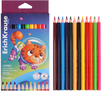 Набор цветных карандашей Erich Krause Kids. Jumbo Space Animals / 61780 - фото
