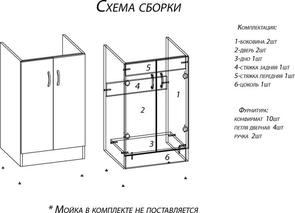 Шкаф под мойку Домино D6060BL