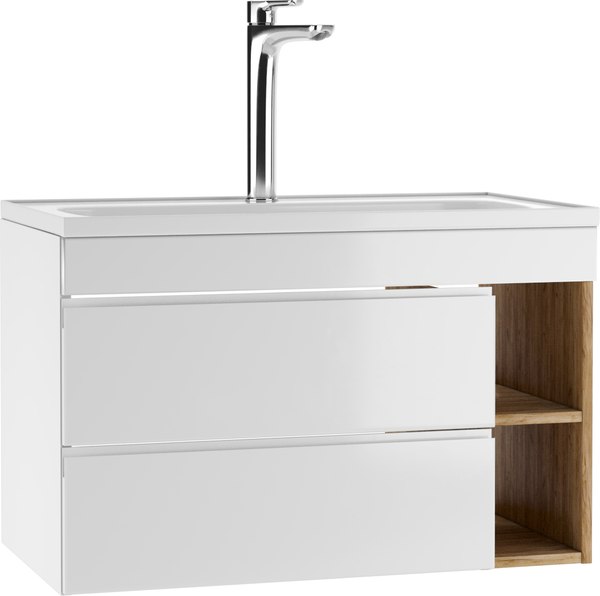 Тумба под умывальник Домино Absolute 80 Frost с двумя ящиками В2 - фото