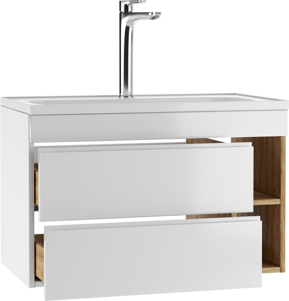 Тумба под умывальник Домино Absolute 80 Frost с двумя ящиками В2