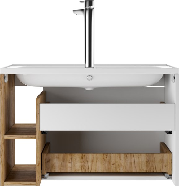 Тумба под умывальник Домино Absolute 80 Frost с двумя ящиками В2