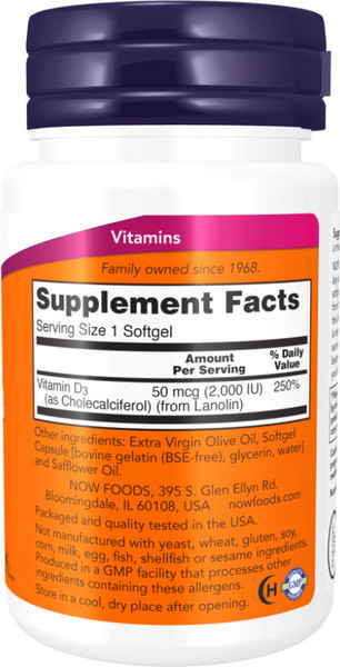 Витамин NOW Foods Vitamin D-3 2000 IU
