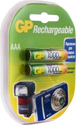 Комплект аккумуляторов GP Batteries 100AAAHC AAA NiMH 1000mAh / 100AAAHC-2DECRC2